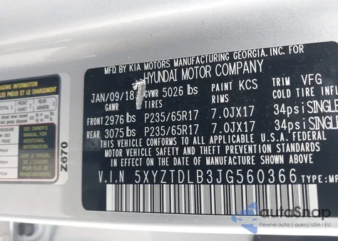 2018 Hyundai Santa Fe Sport 2.4L из США, поврежденный, VIN 5XYZTDLB3JG560366